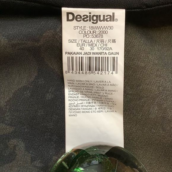 DESIGUAL Black/Gold Paula Floral Dress Size 40 - Picture 11 of 15